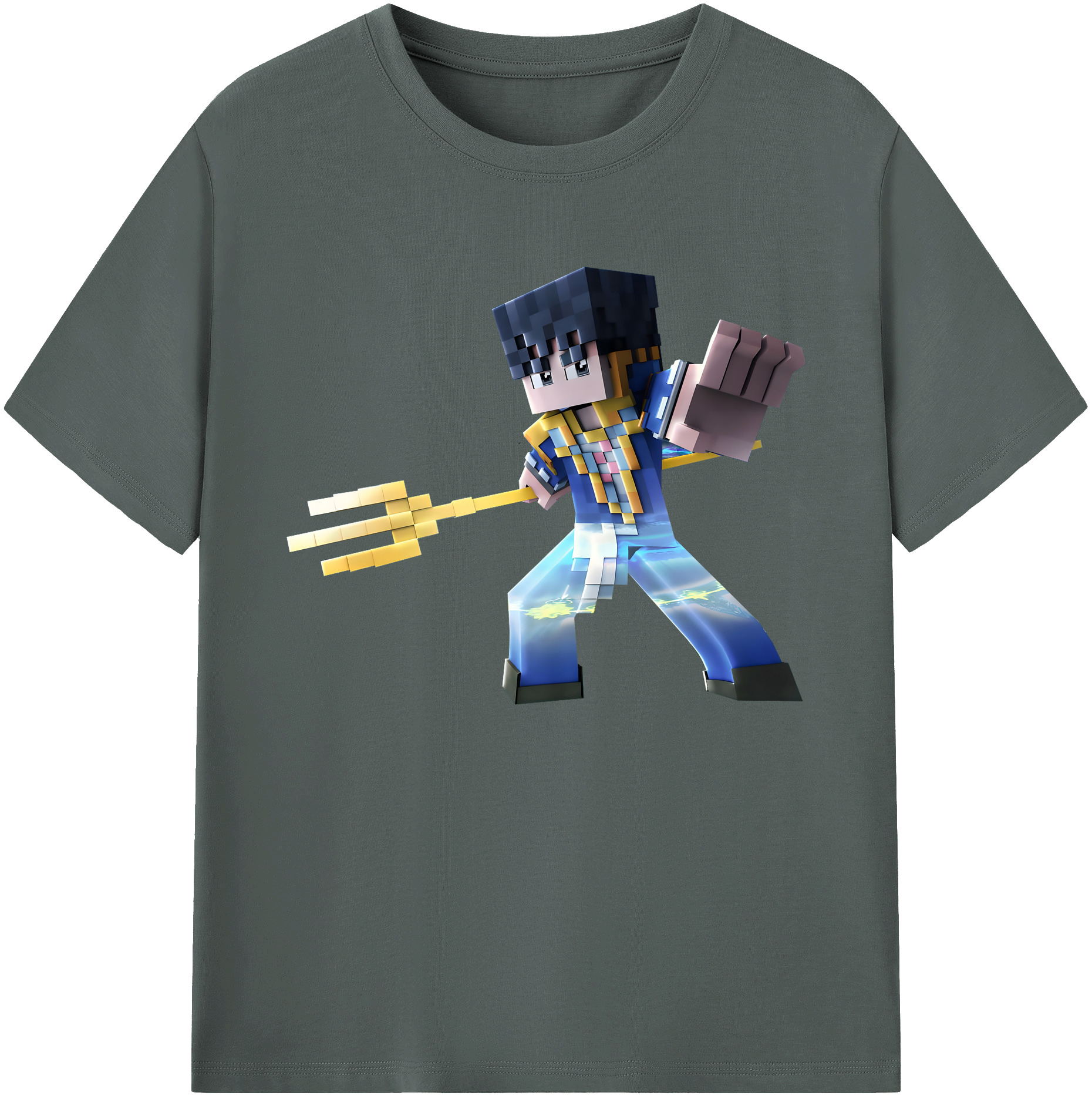 （画像用） マインクラフト ブロックの世界 Minecraft MC Block world 綿100％ メンズ半袖Tシャツ｜肌触りやわらか＆通気性